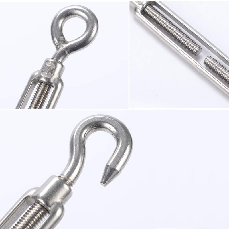 LISHINE 10 Pack M6 Turnbuckle Hook and Eye Stainless Steel Turnbuckle Wire Rope Tension Adjustable, Heavy Duty Turnbuckle Tension Hook for Wire Cable, Clothesline - Image 3